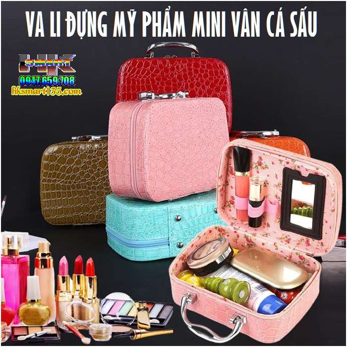 Hộp đựng mỹ phẩm vân cá sấu