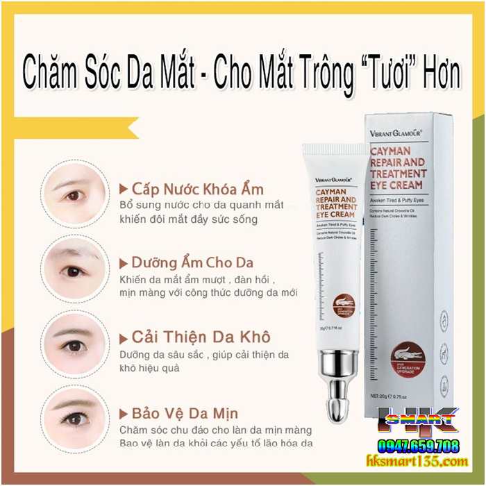 Kem Cá Sấu Dưỡng Ẩm Giảm Thâm Bọng Mắt Chống Lão Hóa 20g