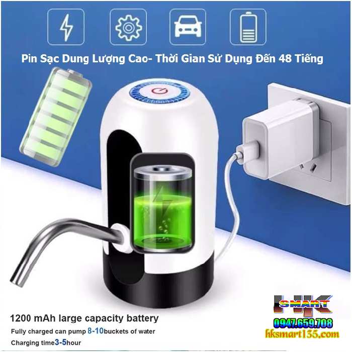 Vòi Bơm Hút Bình Nước Bình Rượu Tự Động Tích Điện Sạc USB