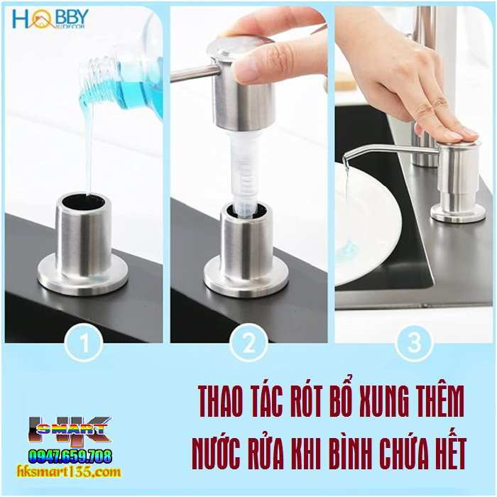 Bộ vòi bơm xịt nước rửa chén gắn bồn kèm bình 30ml
