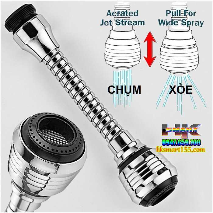 Vòi rửa tăng áp Turbo Flex 360 độ