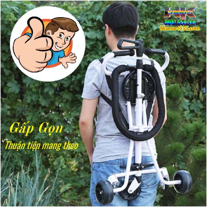 Xe đẩy 5 bánh gấp gọn thông minh cho bé