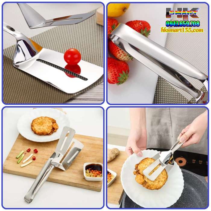Xẻng Inox Kẹp Gắp Nóng Đồ Chiên-Rán-Nường