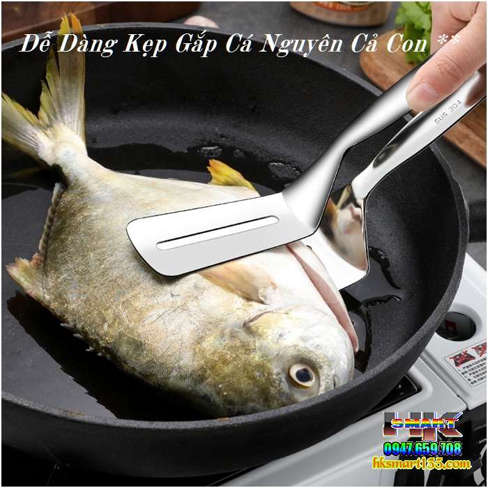 Xẻng Inox Kẹp Gắp Nóng Đồ Chiên-Rán-Nường