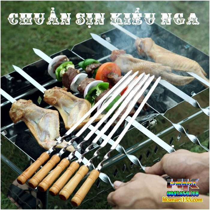 SET 6 QUE XIÊN NƯỚNG INOX SỊN SÒ CHUẨN NGA HÀNG XÁCH TAY | HK.SMART SHOP