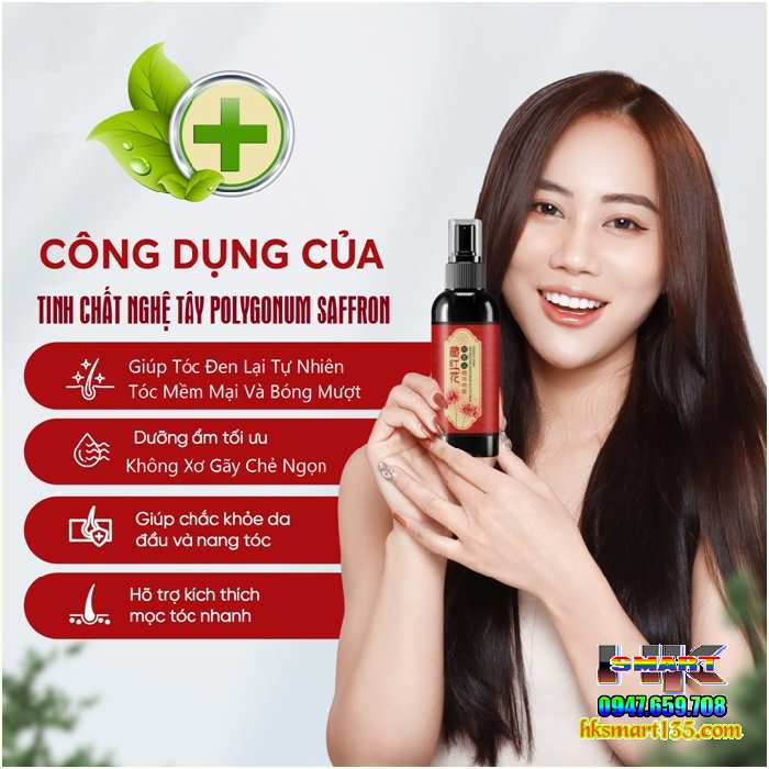 Xịt Dưỡng Tóc Đen Nghệ Tây Giúp Phục Hồi Tóc Hư Tổn Cải Thiện Bạc Tóc