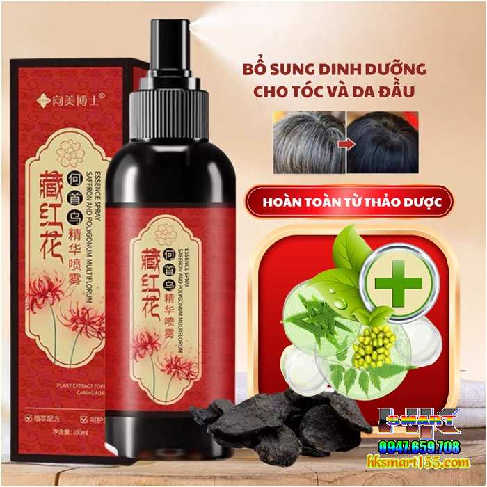 Xịt Dưỡng Tóc Đen Nghệ Tây Giúp Phục Hồi Tóc Hư Tổn Cải Thiện Bạc Tóc