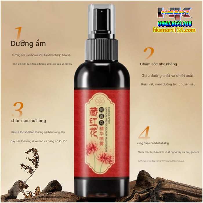 Xịt Dưỡng Tóc Đen Nghệ Tây Giúp Phục Hồi Tóc Hư Tổn Cải Thiện Bạc Tóc