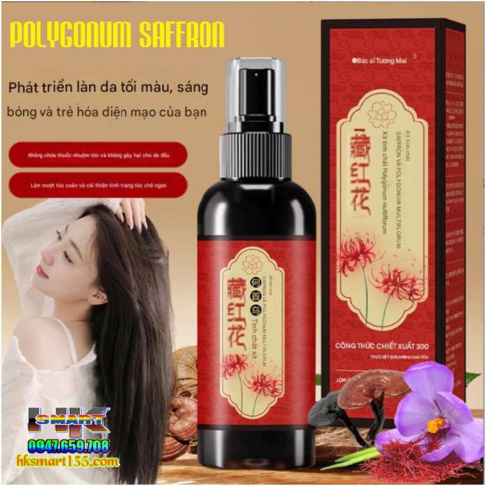 Xịt Dưỡng Tóc Đen Nghệ Tây Giúp Phục Hồi Tóc Hư Tổn Cải Thiện Bạc Tóc