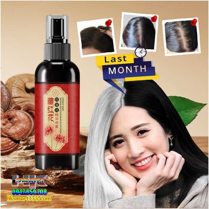 Xịt Dưỡng Tóc Đen Nghệ Tây Giúp Phục Hồi Tóc Hư Tổn Cải Thiện Bạc Tóc