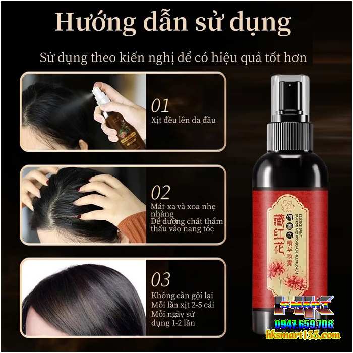 Xịt Dưỡng Tóc Đen Nghệ Tây Giúp Phục Hồi Tóc Hư Tổn Cải Thiện Bạc Tóc