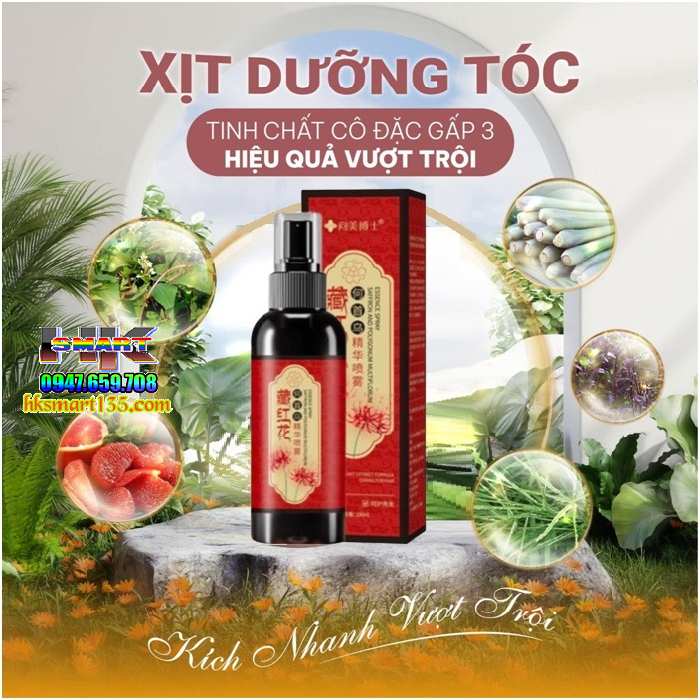 Xịt Dưỡng Tóc Đen Nghệ Tây Giúp Phục Hồi Tóc Hư Tổn Cải Thiện Bạc Tóc