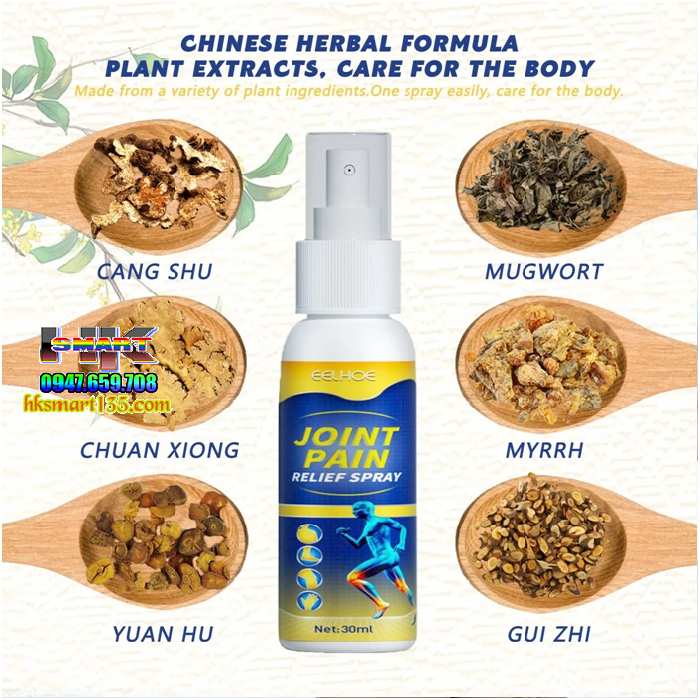 Xịt Thảo Dược Xoa Bóp Giảm Đau Xương Khớp Xuyên Khung & Ngải Cứu 60ml