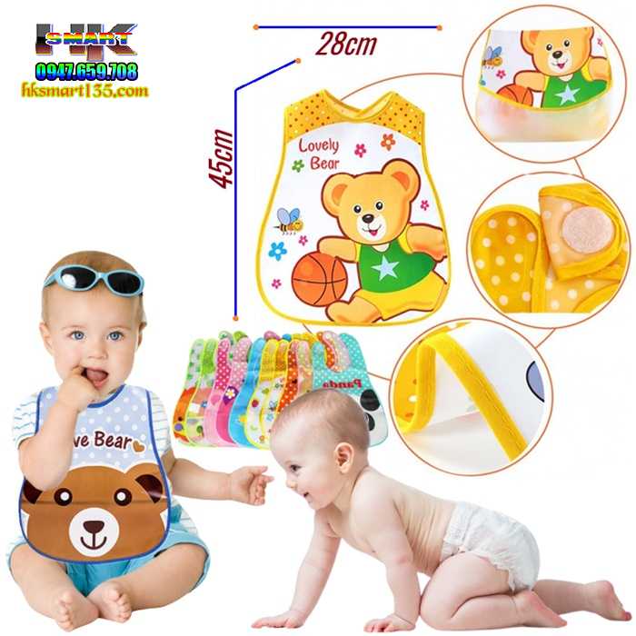 Yếm vải nhựa ăn dặm cho bé