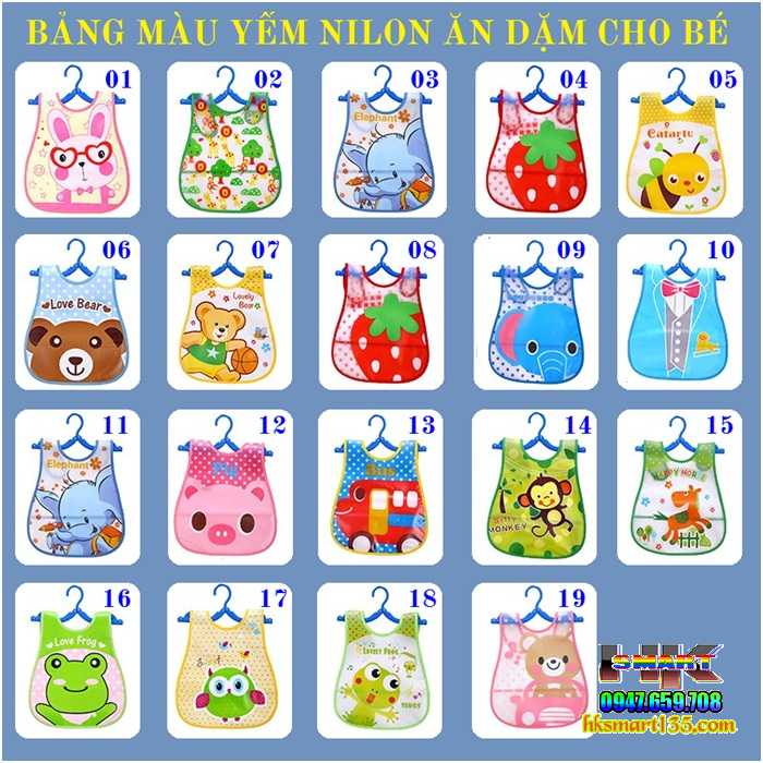 Yếm vải nhựa ăn dặm cho bé