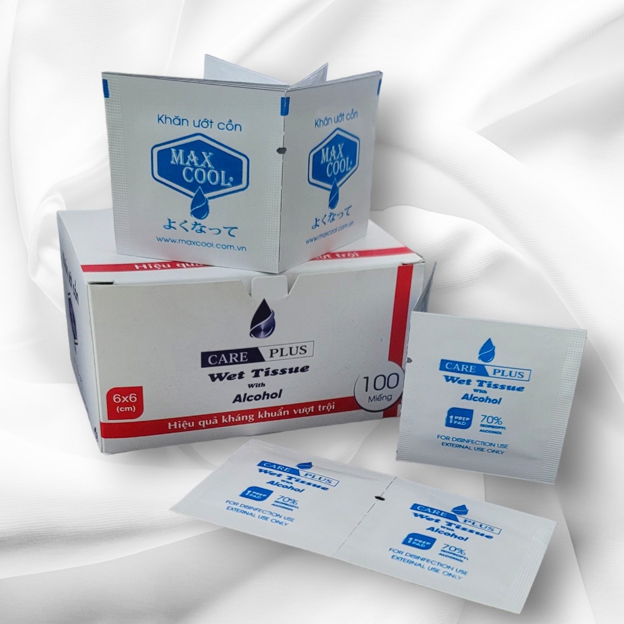 10 hộp khăn ướt cồn - 6x6cm (100 miếng /hộp )