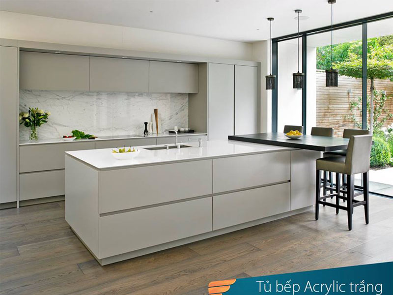 Mẫu tủ bếp nhựa cánh acrylic chịu nước chịu ẩm 