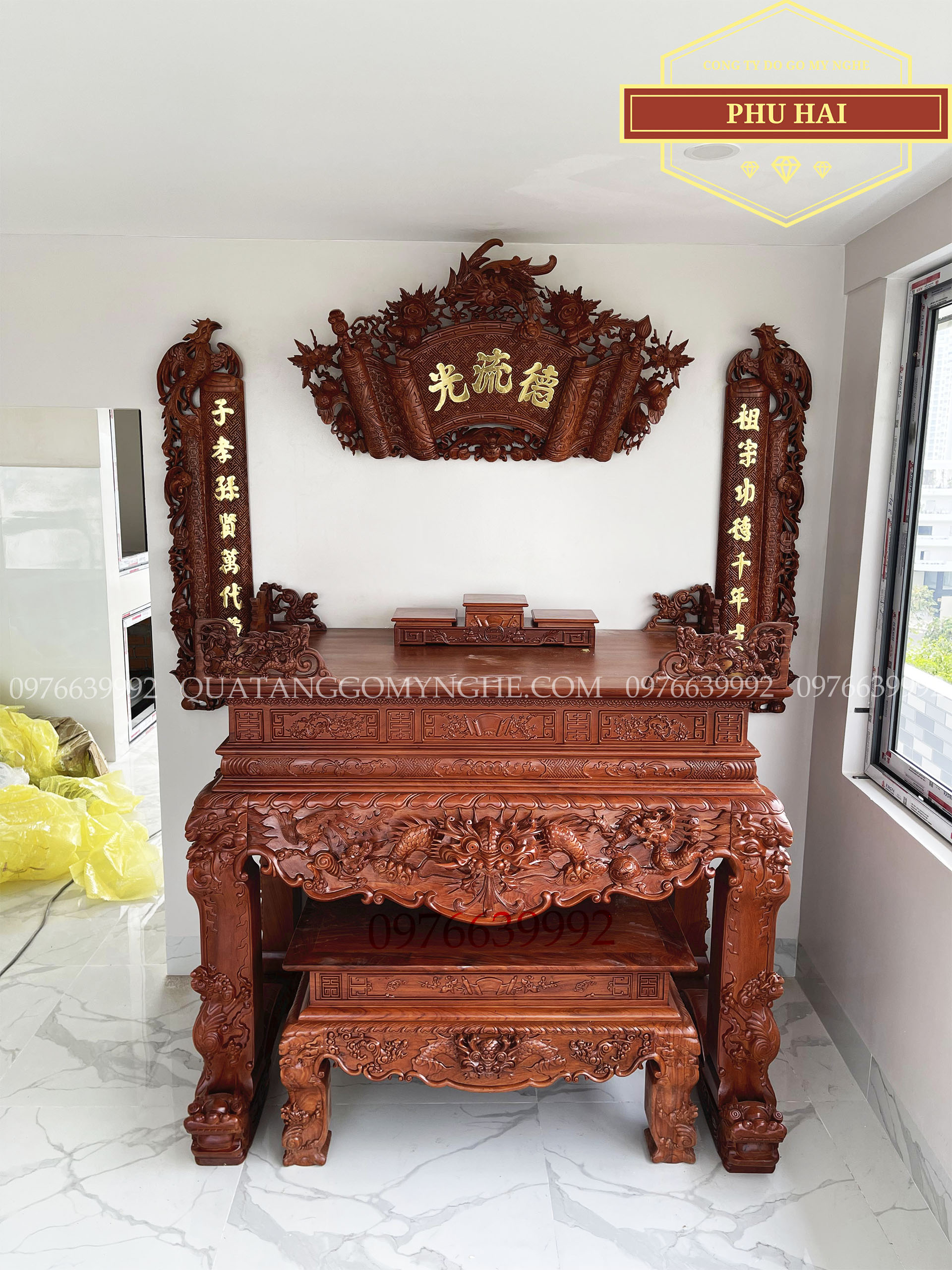 Bàn Thờ Gia Tiên Gỗ Chạm Rồng