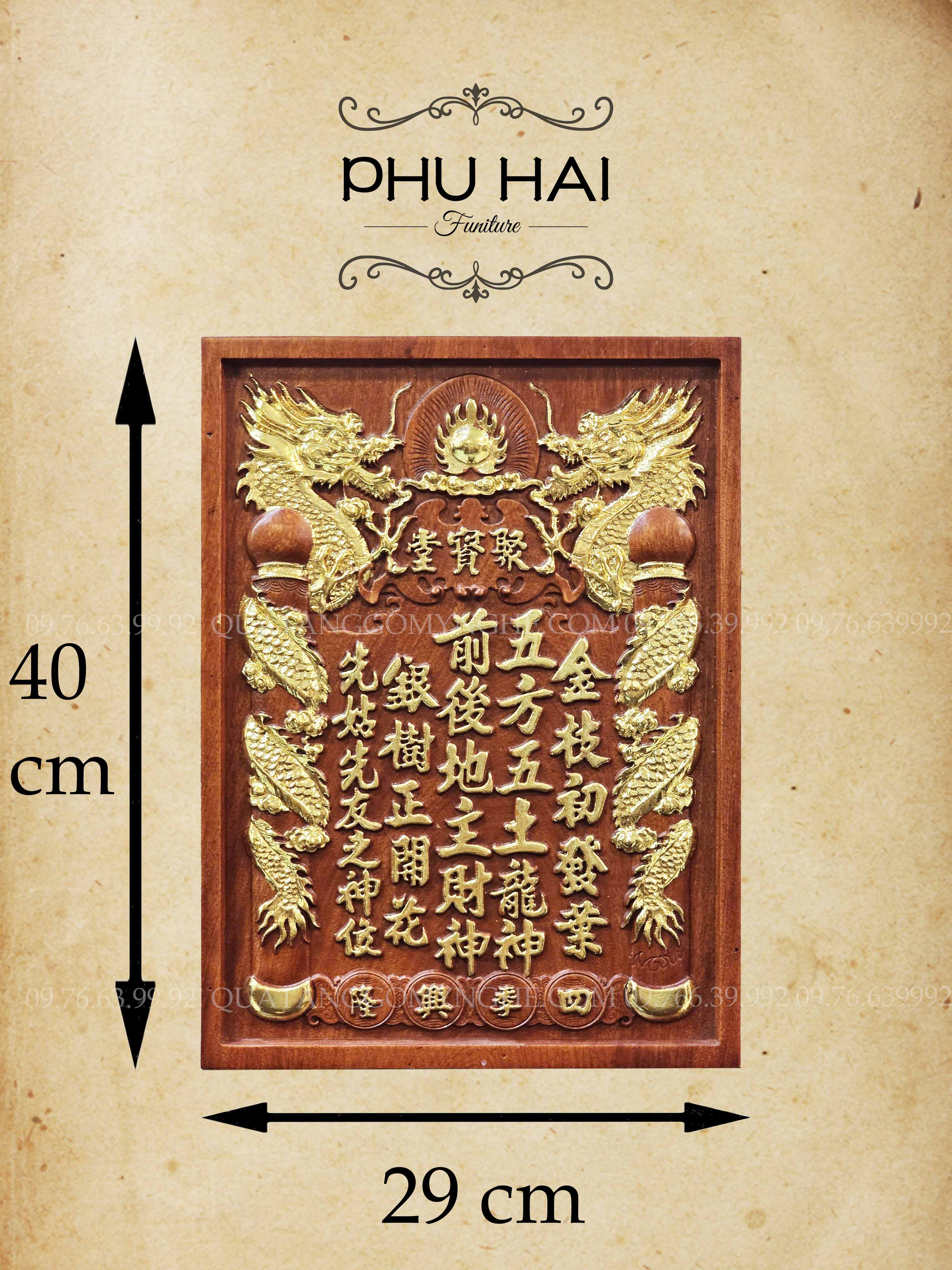 Bài Vị Bàn Thờ Ông Địa Bằng Gỗ Dát Vàng