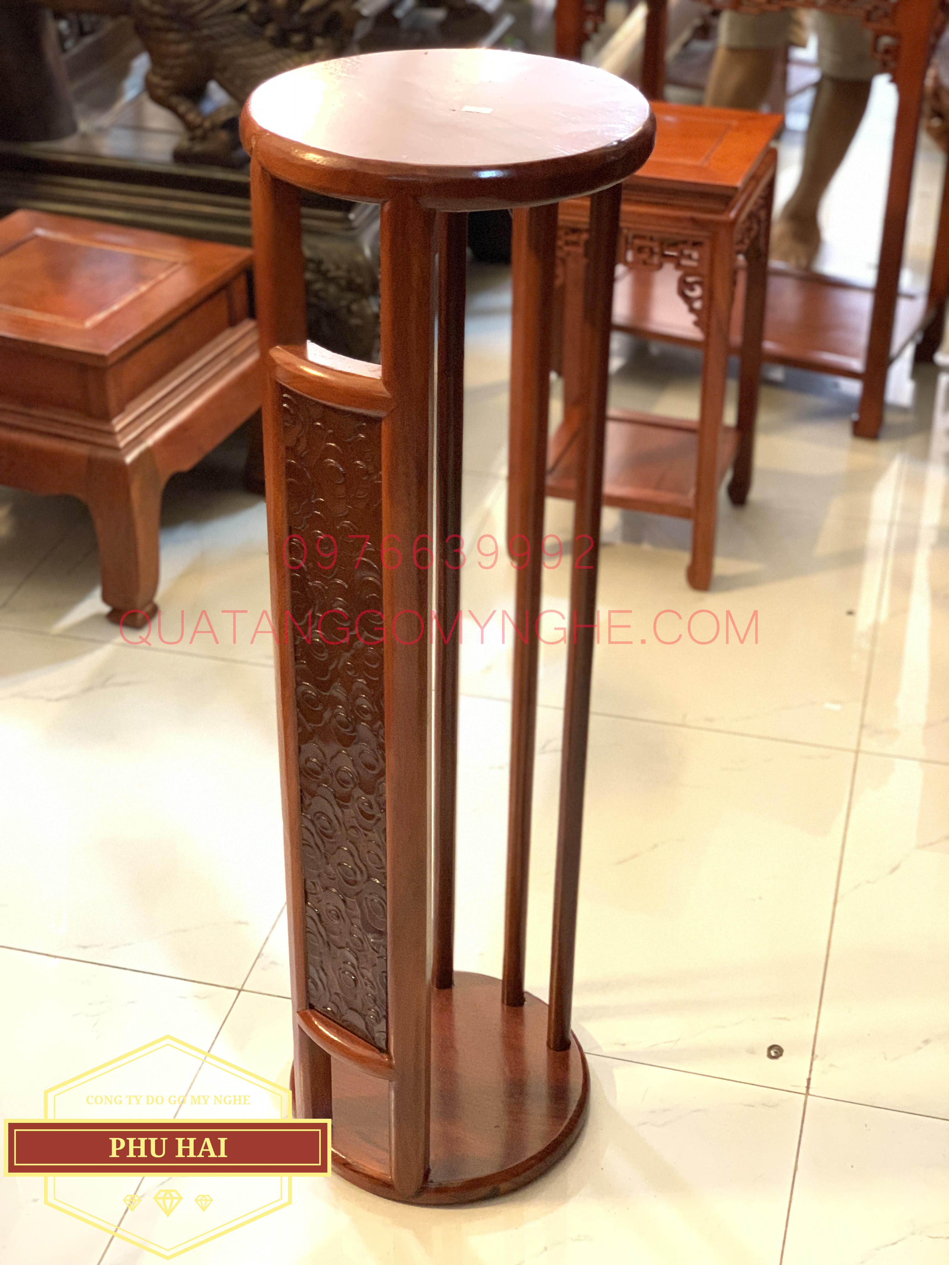 Đôn gỗ tròn kê bình hoa cao 80 x 30 - DG27