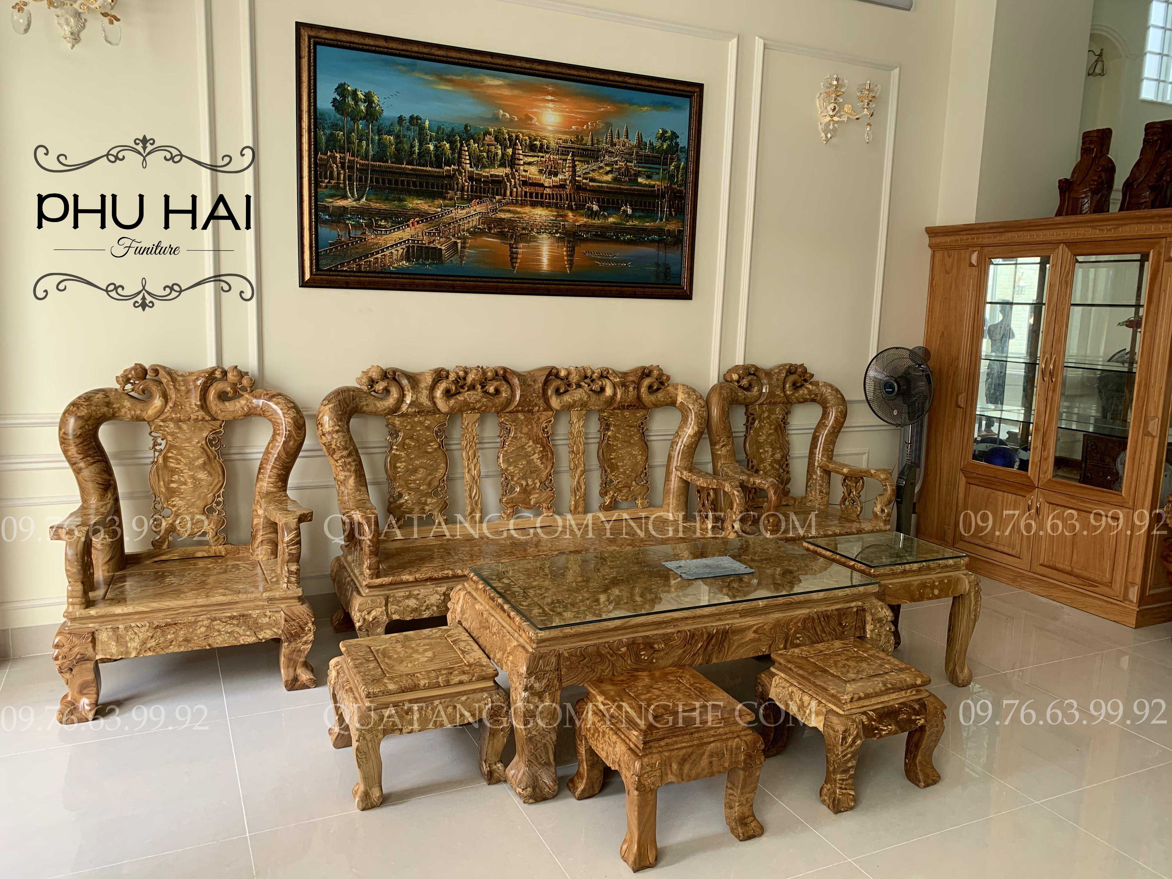 Bàn Ghế Minh Quốc Đào Tay Gỗ Ngọc Nghiến Đẹp