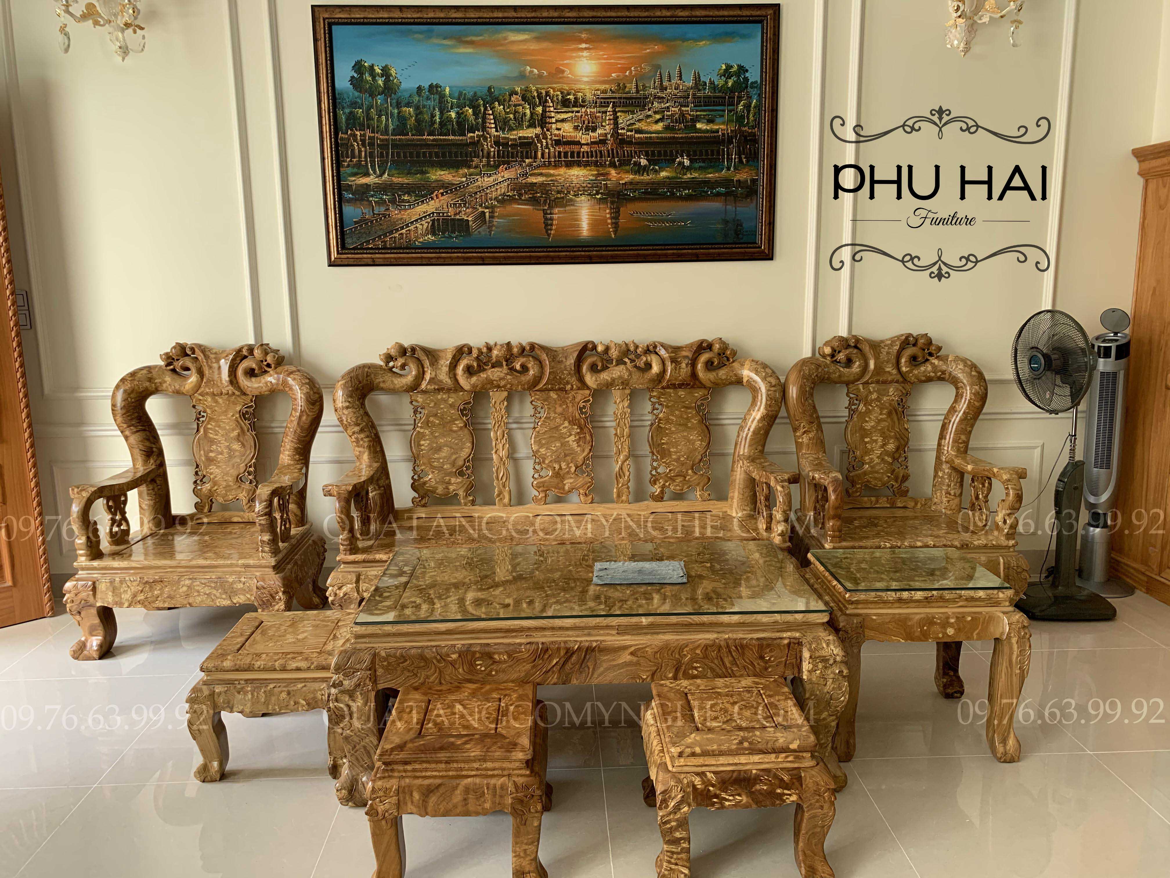 Bàn Ghế Minh Quốc Đào Tay Gỗ Ngọc Nghiến Đẹp
