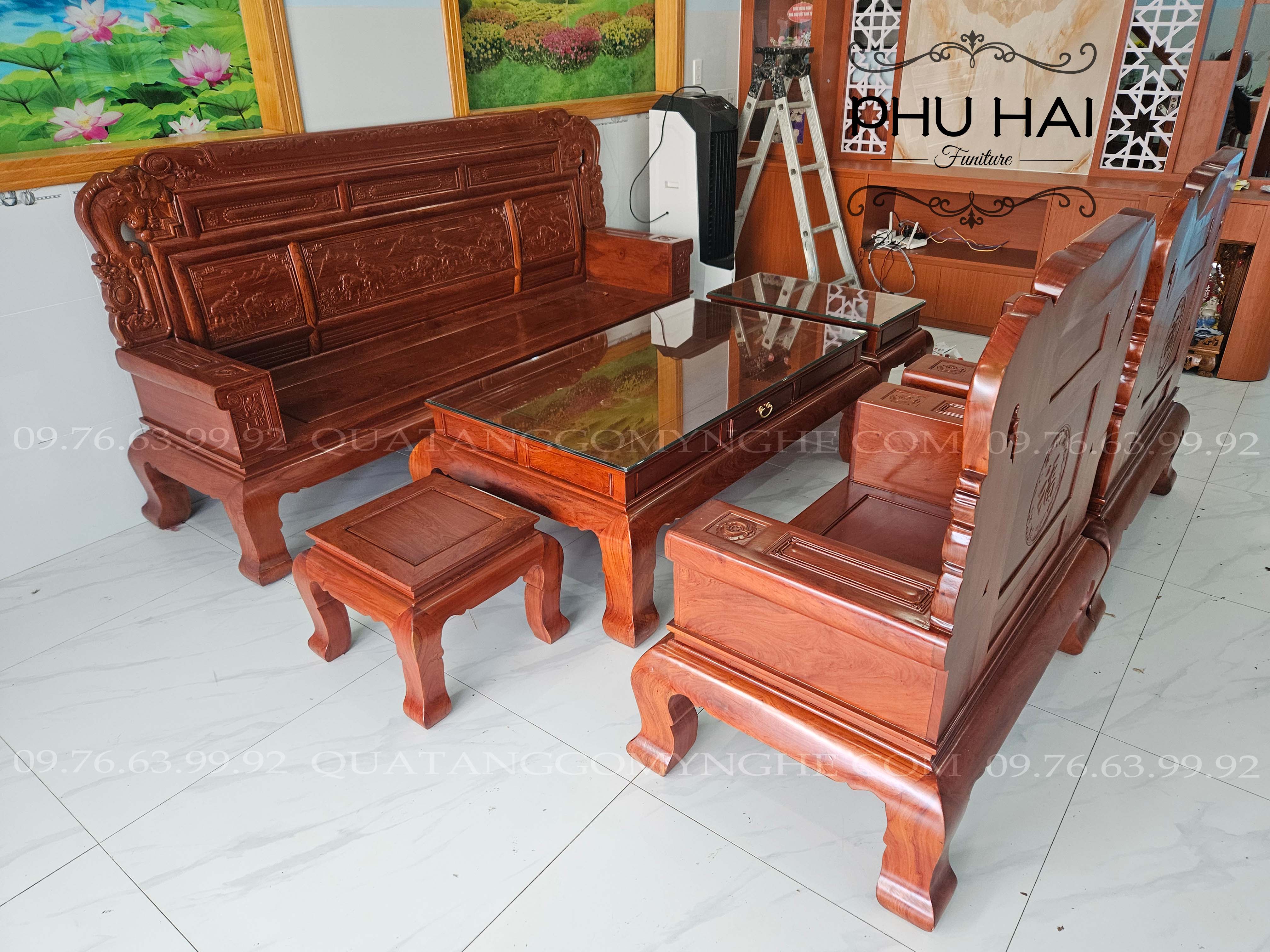 Bộ Bàn Ghế Gỗ Hương Trương Voi 6 Món