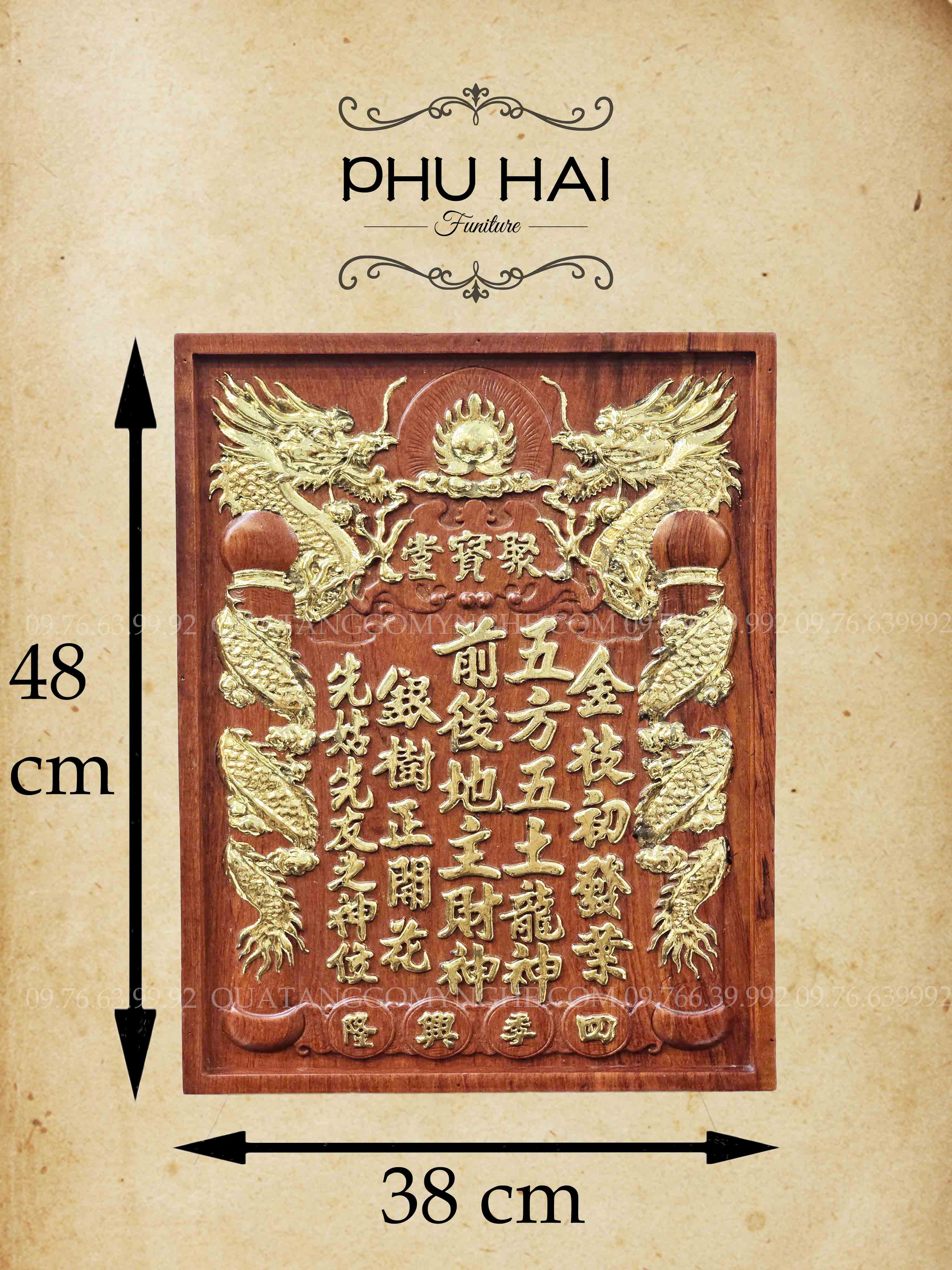 Bài Vị Bàn Thờ Ông Địa Bằng Gỗ Dát Vàng