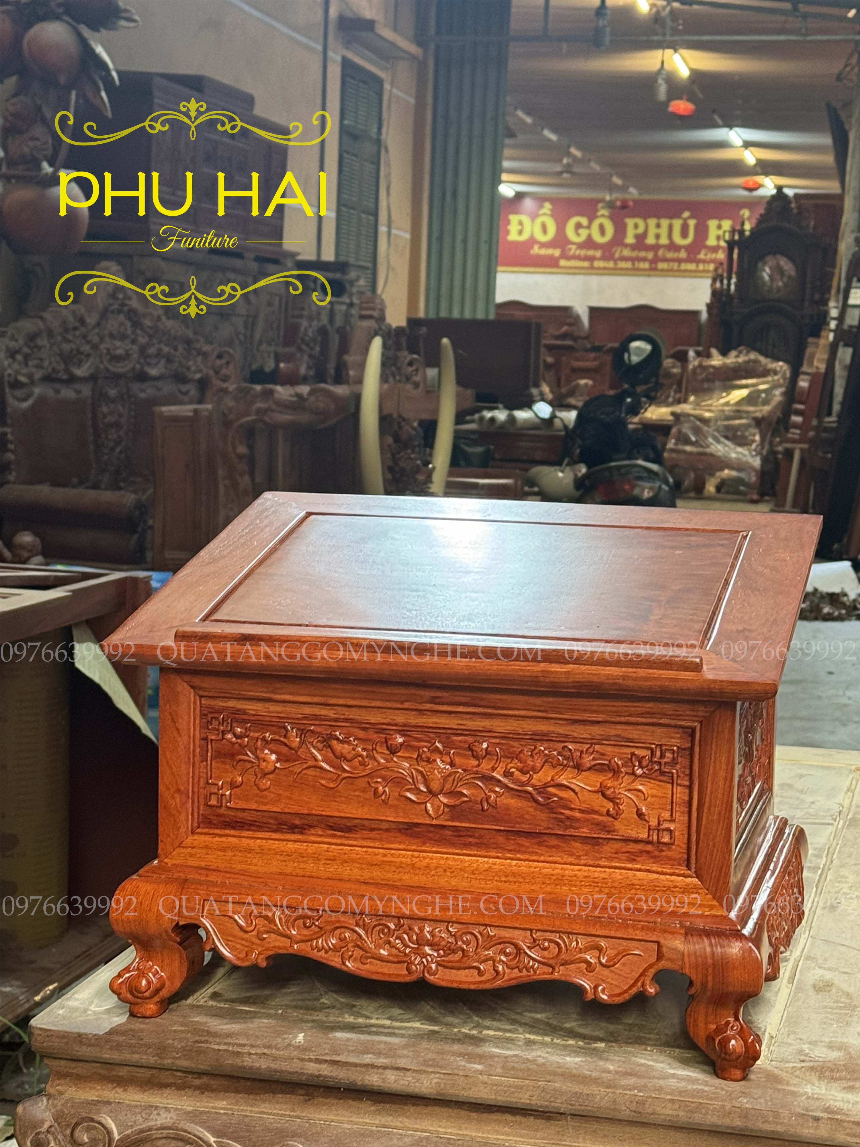 Kệ Đọc Kinh Gỗ Hương Mở Mặt Bàn