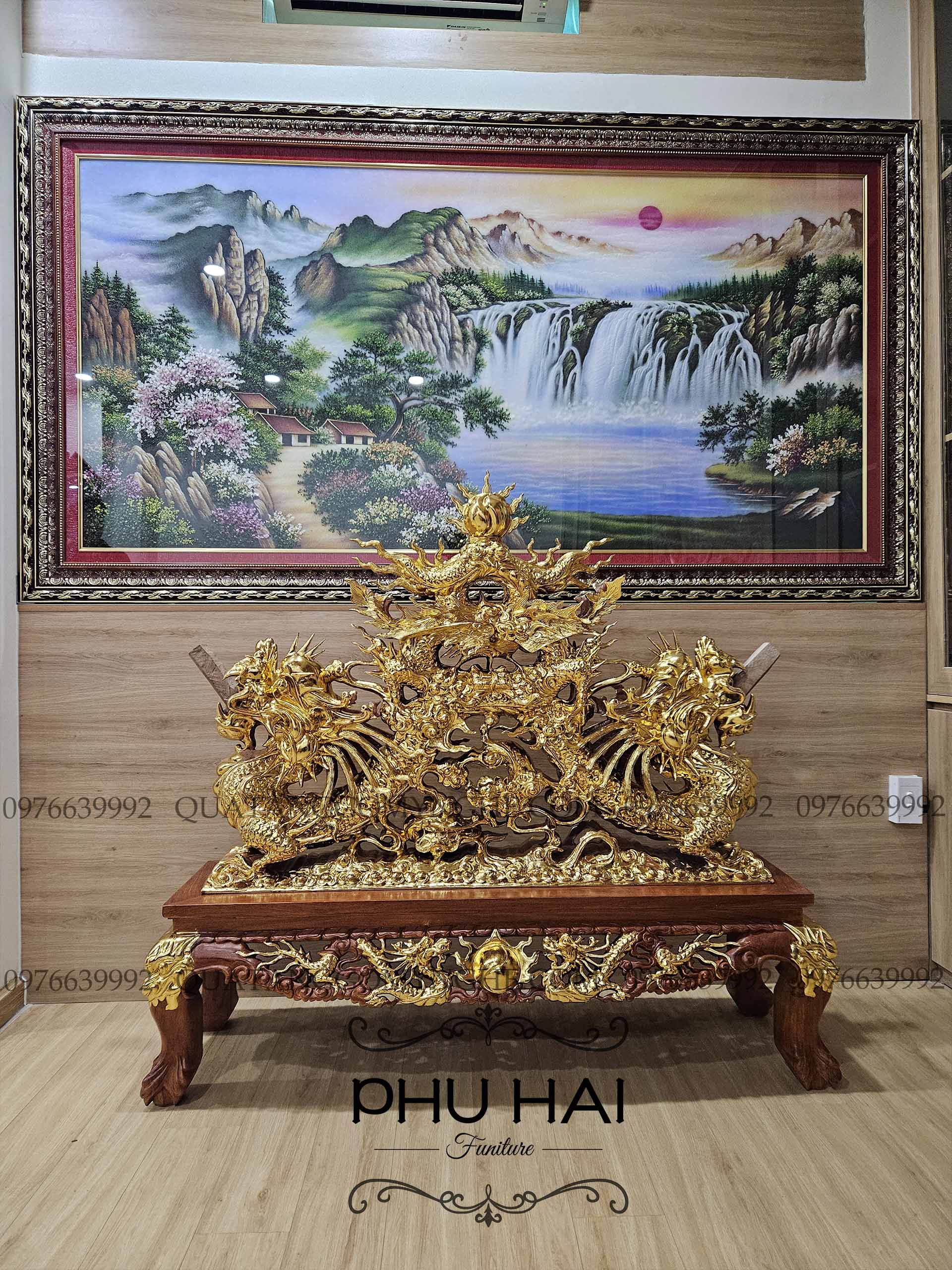 Giá Để Ngà Đục Tứ Linh Dát Vàng