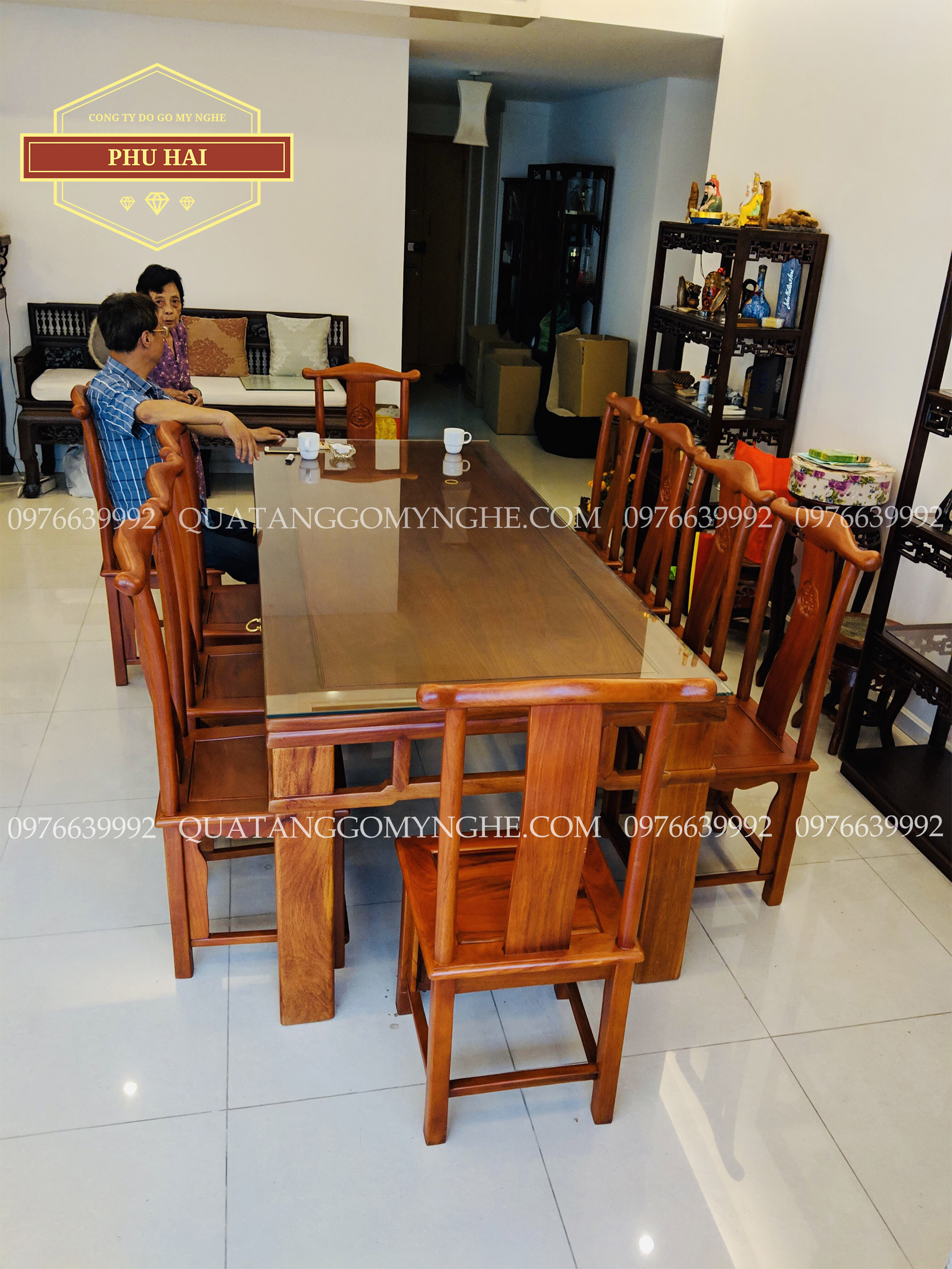 Bộ Bàn Ghế Ăn Gỗ Mặt Hình Chữ Nhật 10 ghế