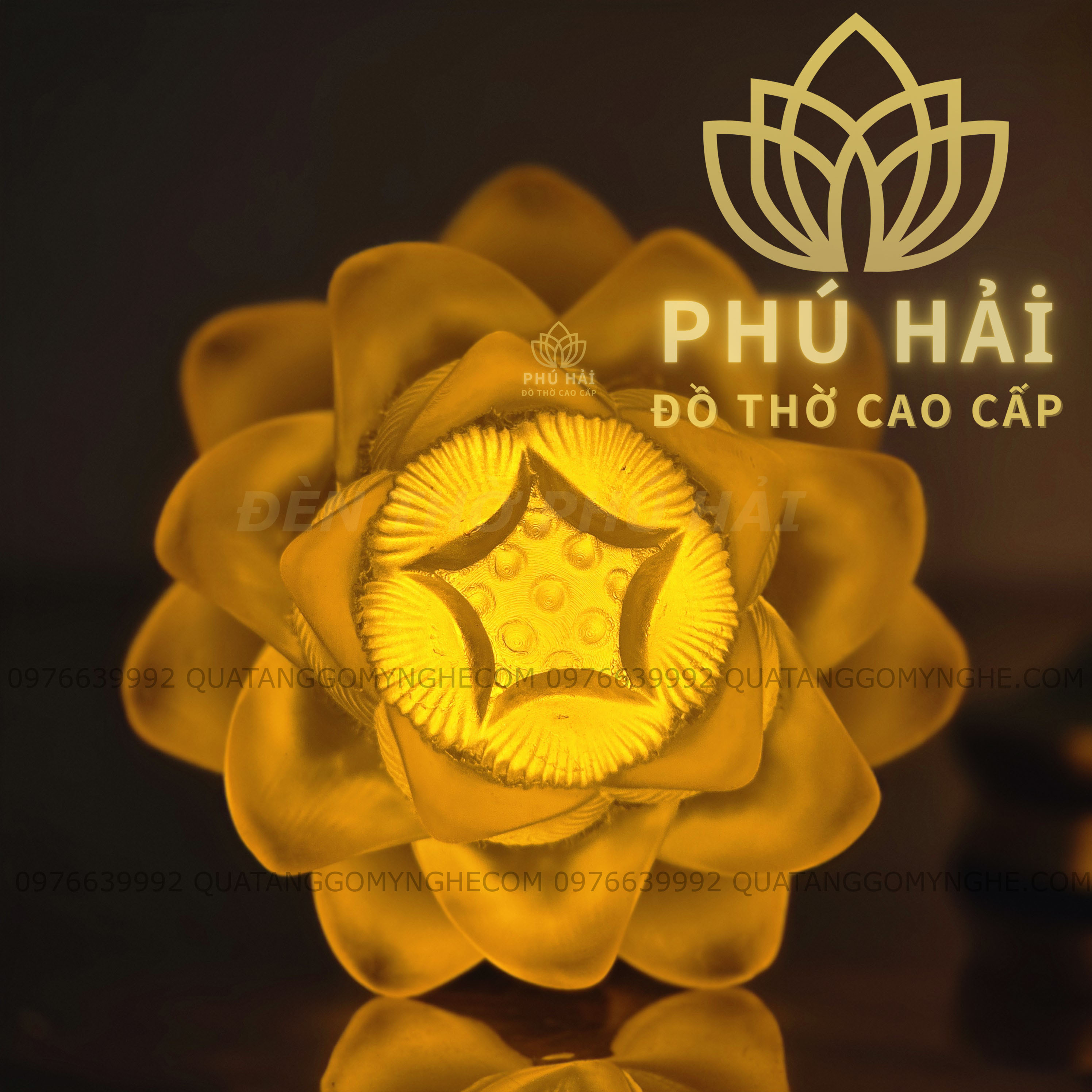 ( PIN SẠC ) ĐÈN THỜ 1 BÔNG HOA SEN THÂN HỢP KIM CAO CẤP 10 cm 16 cm 22 cm 26 cm 30 cm