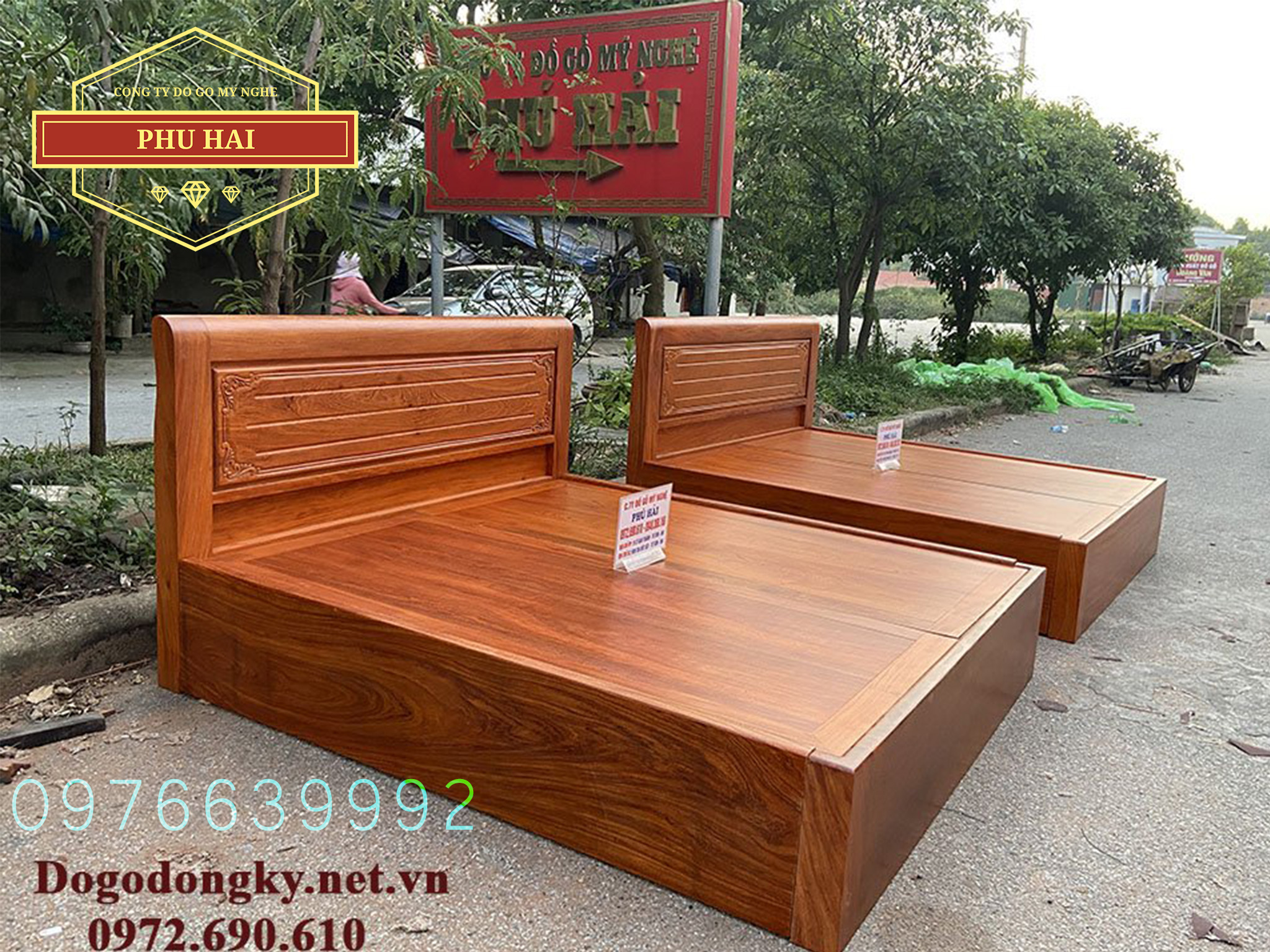 Giường Gỗ Tự Nhiên Giá Rẻ 1m6 x 2m