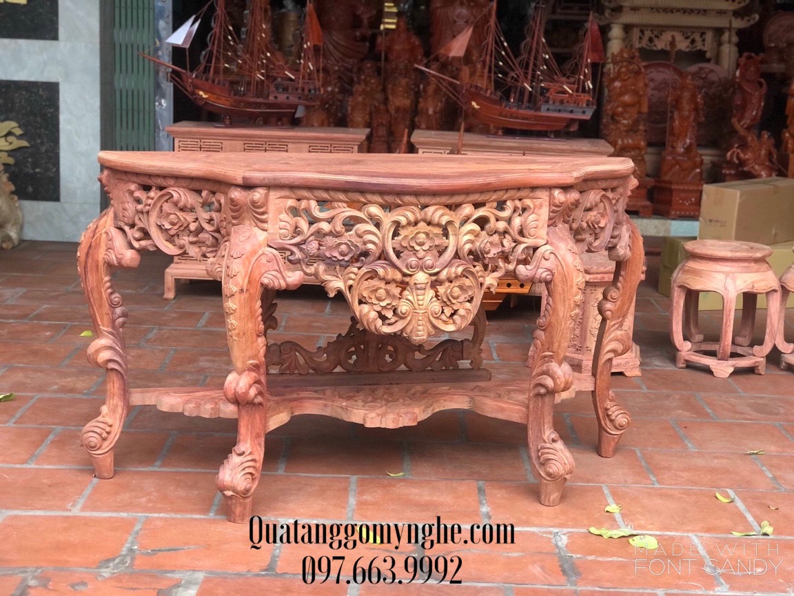 Bàn Console gỗ bán nguyệt tân cổ điển