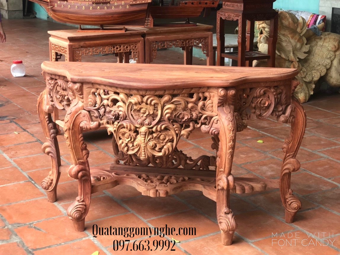 Bàn Console gỗ bán nguyệt tân cổ điển