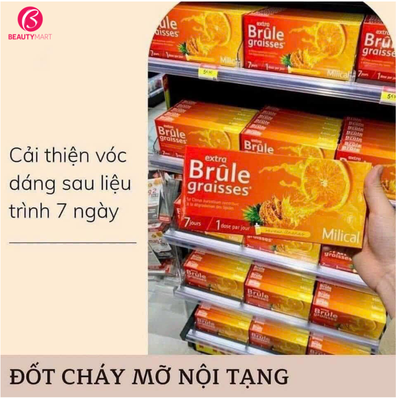 Nước Uống Detox Extra Brule Graisses Giảm Cân và Giảm Mỡ Nội Tạng của Pháp - 7 ống x 10ml