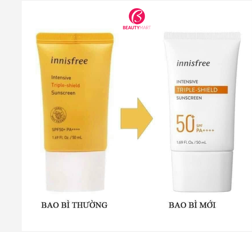 Kem Chống Nắng Innisfree Triple Shield SPF 50+ PA++++ 50ml  Mẫu Mới