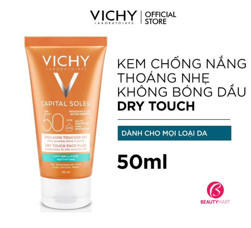 Kem Chống Nắng Vichy Dry Touch Face Fluid SPF50 Cho Da Dầu 50ml mẫu mới