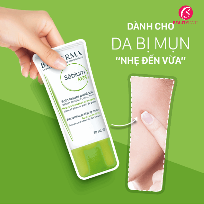 Kem Dưỡng Giảm Mụn Cho Da Dầu, Da Hỗn Hợp Bioderma Sebium AKN 30ml