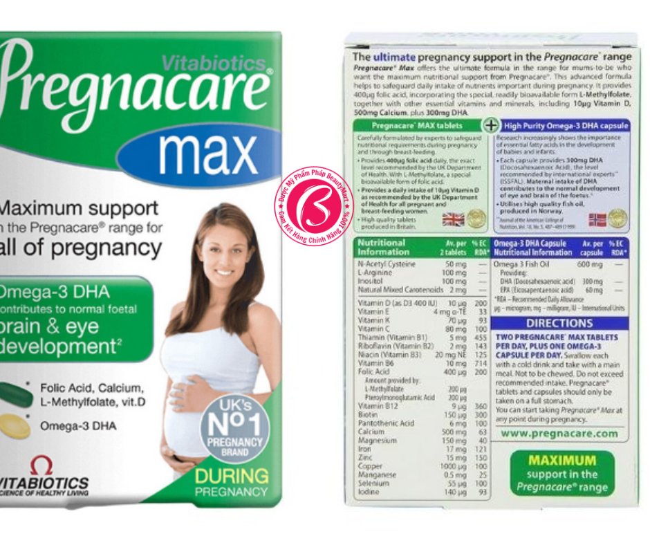 Vitamin Tổng Hợp Cho Bà Bầu Pregnacare Max 84 Viên của Anh