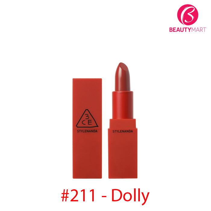 Son thỏi lì 3CE Red Recipe màu 211 Dolly - Đỏ cam trẻ trung