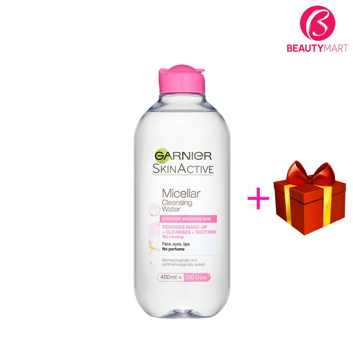 Nước tẩy trang không cồn Garnier SkinActive màu hồng cho da nhạy cảm