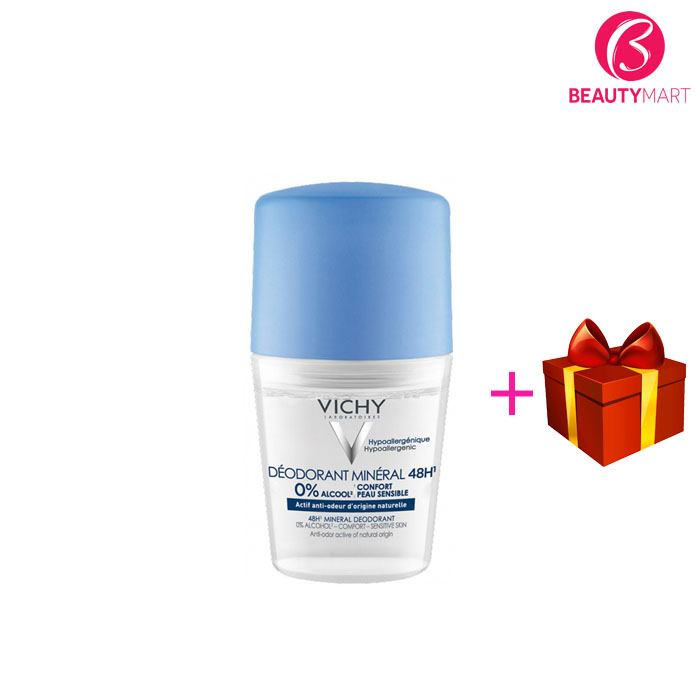 Lăn Khử Mùi. Kiềm Mồ Hôi Nách Vichy Mineral 48H Cho Bà Bầu 50ML