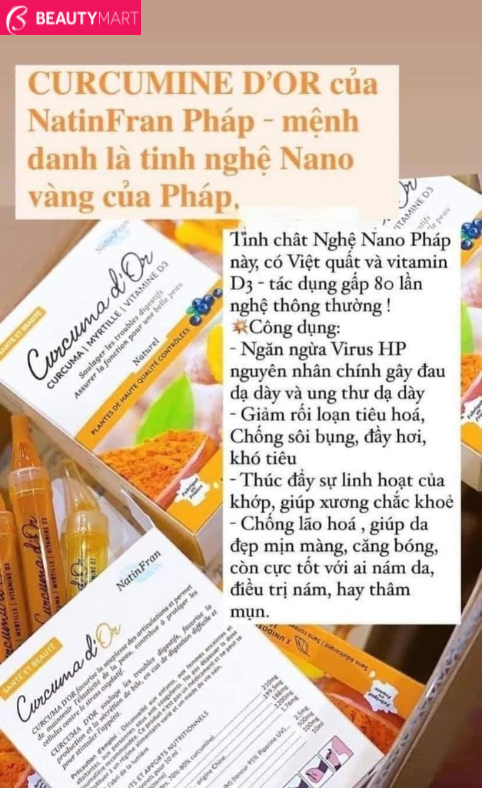 Tinh Nghệ Nano Curcuma d’Or NatinFran Của Pháp Hộp 10 ống