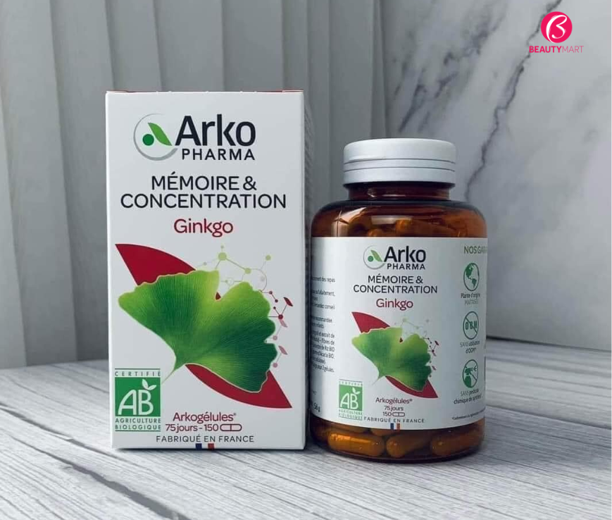 Viên Uống Bổ Não và Tăng Cường Trí Nhớ Ginkgo Arkopharma 150 Viên Pháp