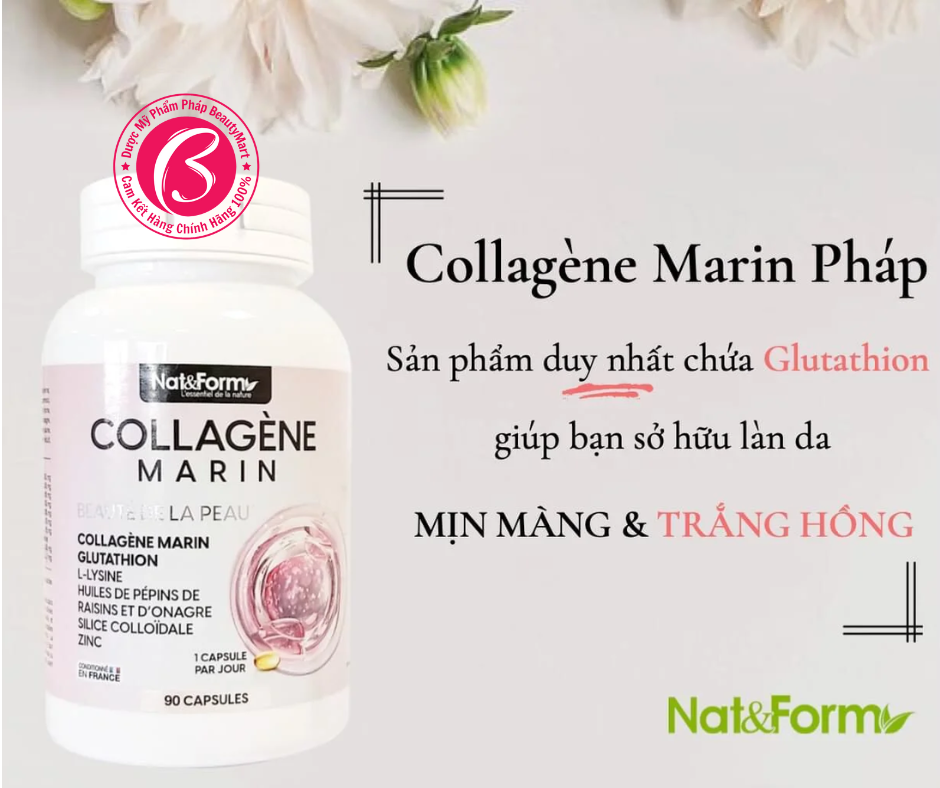 Collagen Nat&Form có tác dụng chính Dưỡng ẩm, Chống lão hoá , Sáng da