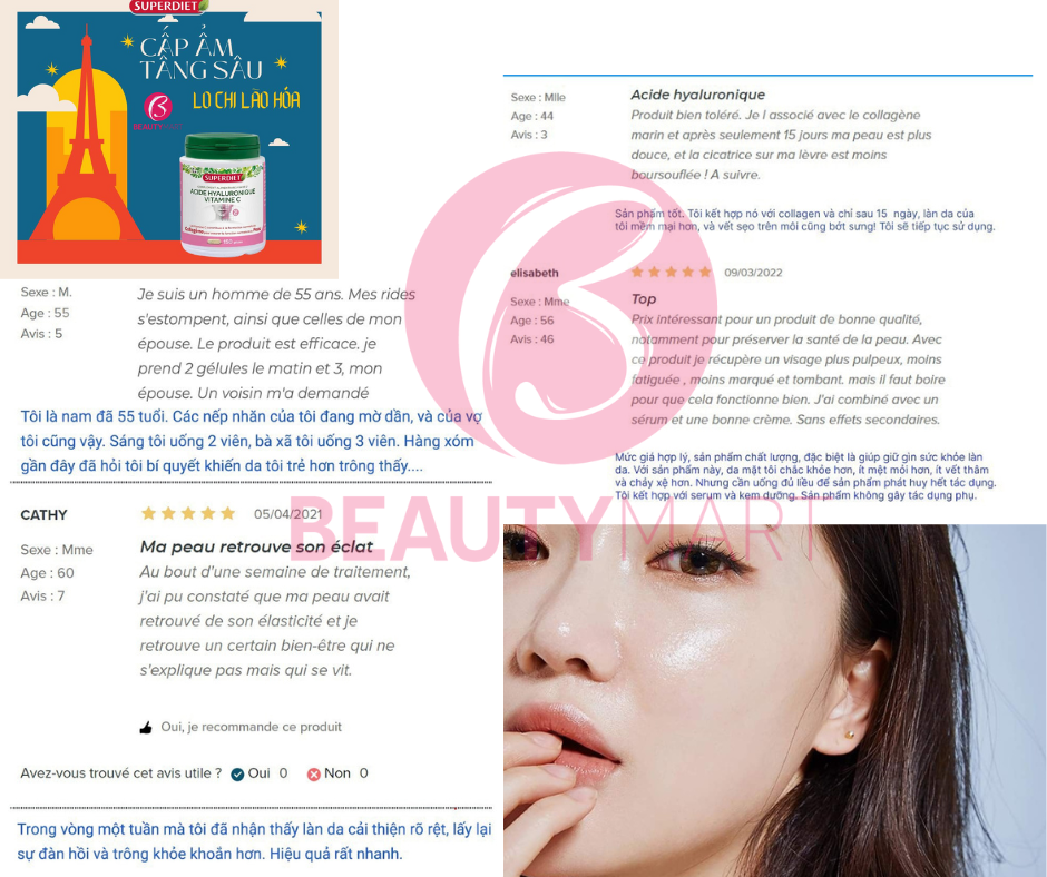 Viên Uống Cấp Nước Đẹp Da Superdiet Hyaluronic Acid Vitamin C