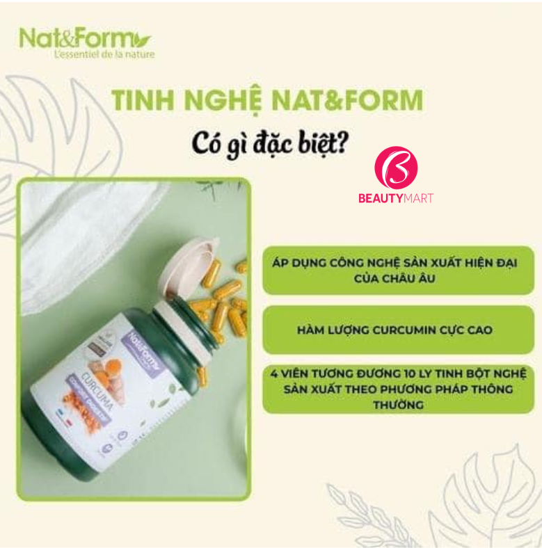 Viên Uống Tinh Nghệ Hữu Cơ Nat & Form Curcuma Bio 200 Viên Pháp