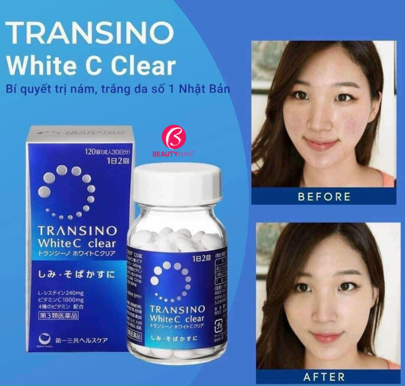 Viên Uống Transino White C Clear Hỗ Trợ Trắng Da, Cải Thiện Nám 120 viên