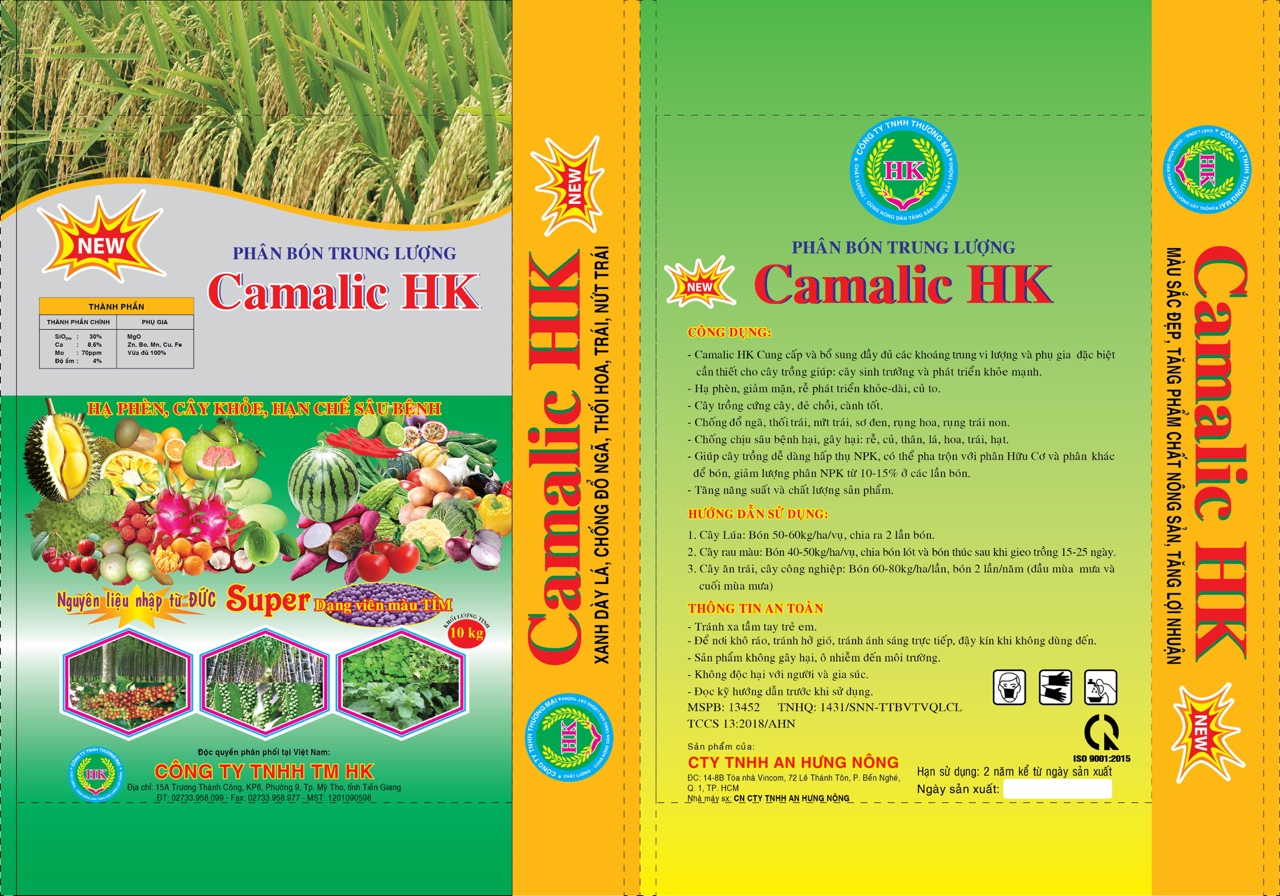 PHÂN BÓN TRUNG VI LƯỢNG CAO CẤP CAMALIC HK (Lúa, Cây Ăn Trái ) Túi 10Kg